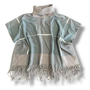 Oversized Fringe‎ Poncho Cape Sweater Shawl House of Harlow 1960 Boho One Size